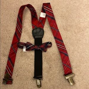 Holiday suspenders and bow tie